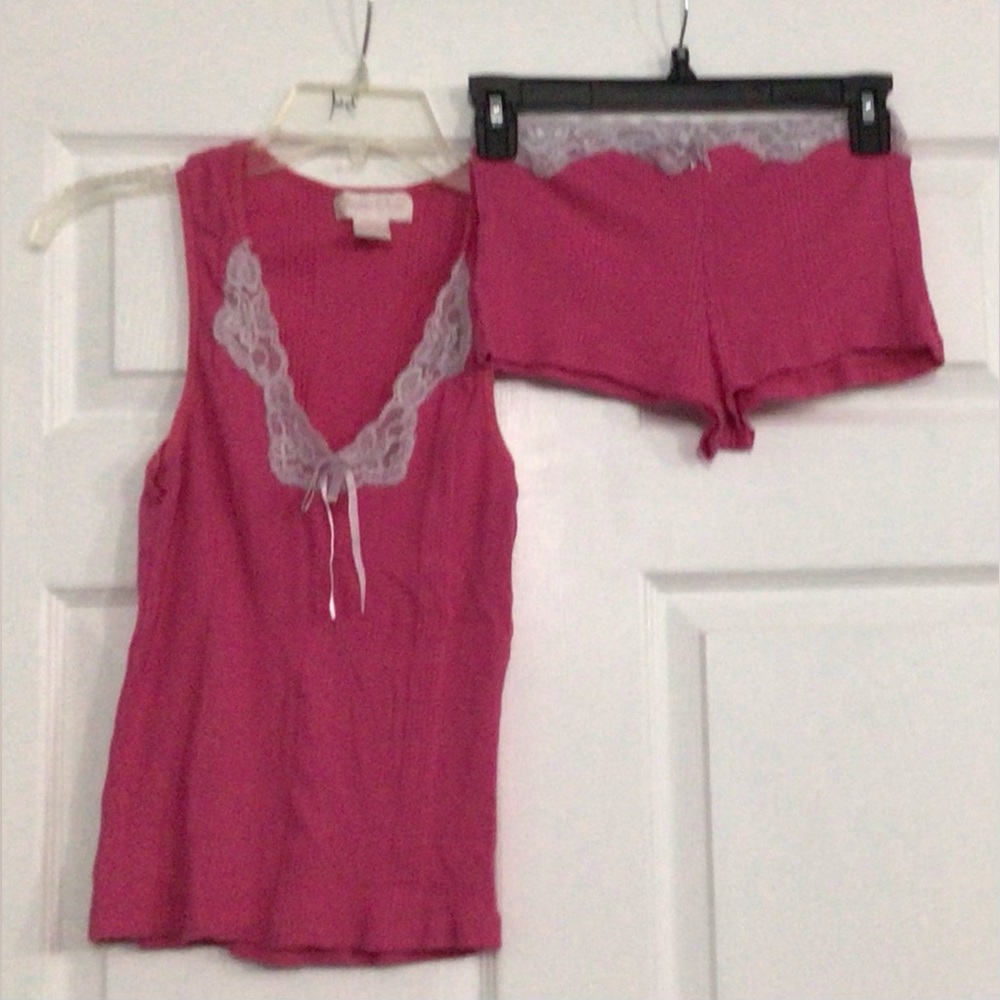 Women's Pink Lace Trim Sleepwear Set